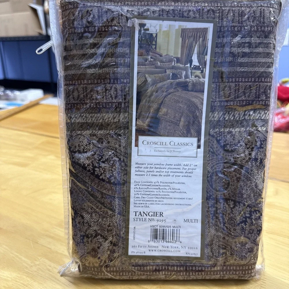 (1) Vintage CROSCILL Ascot Valance Brown Gold Paisley TANGIER 40